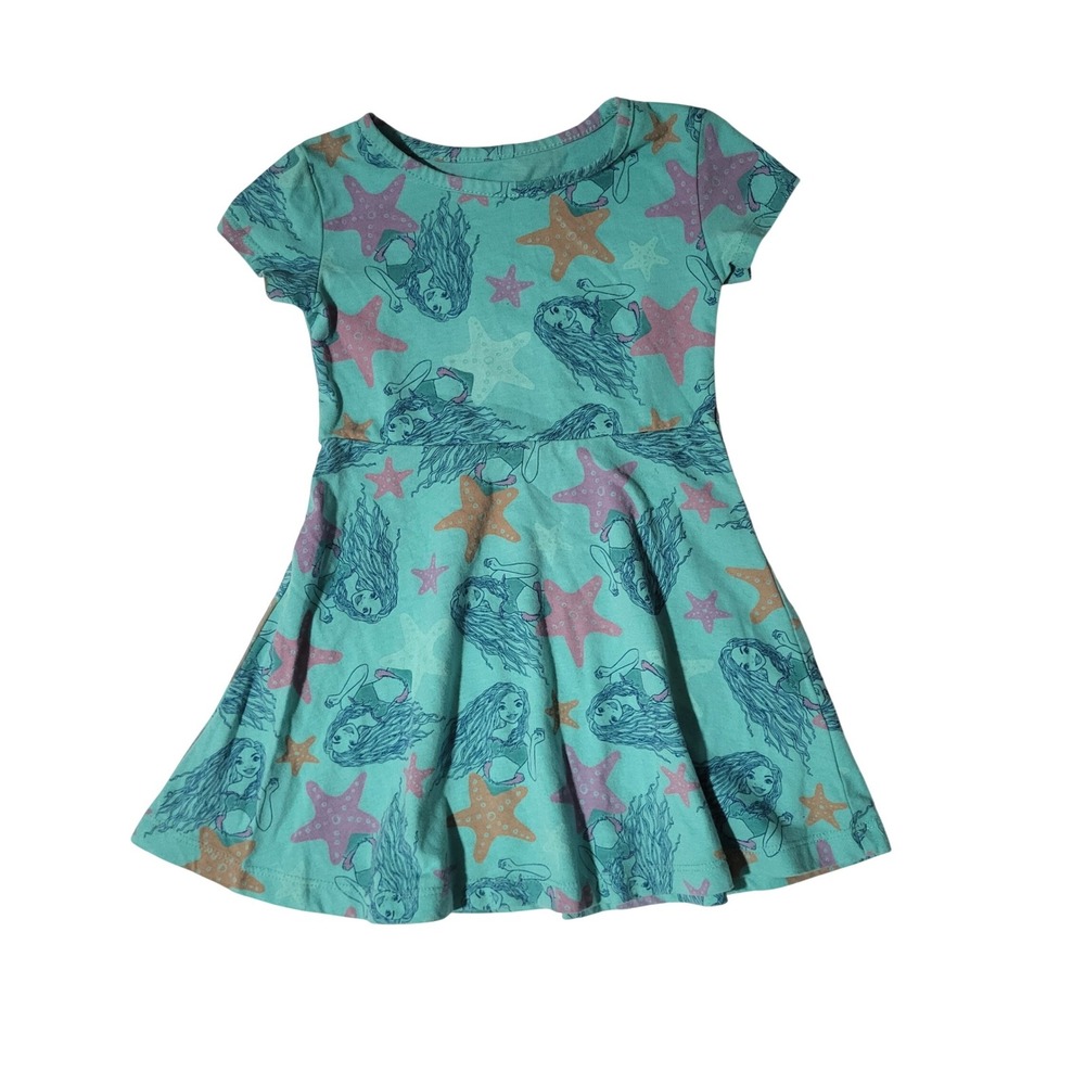 Disney The Little Mermaid Ariel Dress Girls 3T Teal Mermaid Starfish
